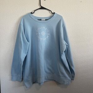 Columbia Crewneck Sweatshirt Women 3X light Blue Graphic Logo Crew Neck Pullover